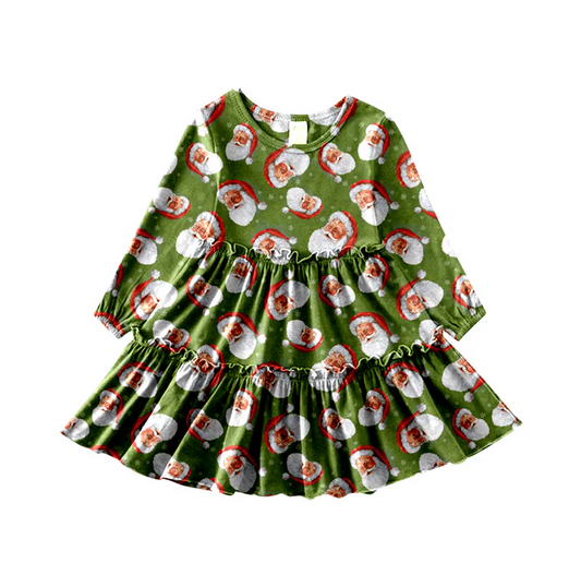 9.10 Baby Girls Christmas Santa Ruffle Knee Length Dresses preorder(moq 5)