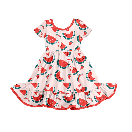 9.11 Baby Girls Watermelon Short Sleeve Knee Length Dresses preorder(moq 5)