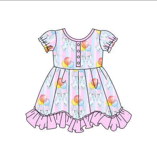 9.11 Baby Girls Bunny Balloon Ruffle Knee Length Dresses preorder(moq 5)