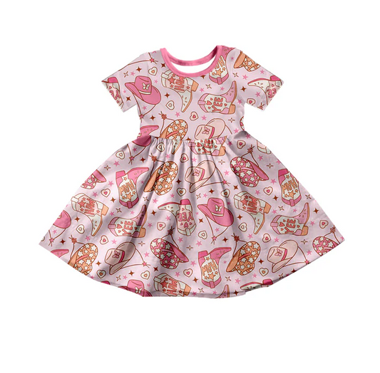 9.11  Baby Girls Western Boots Hats Knee Length Dresses Preorder(moq 5)