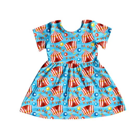 9.11 Baby Girls Circus Short Sleeve Knee Length Dresses Preorder(moq 5)