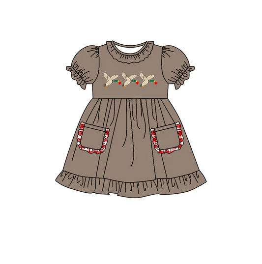 9.11 Baby Girls Christmas Duck Pocket Knee Length Dresses preorder(moq 5)