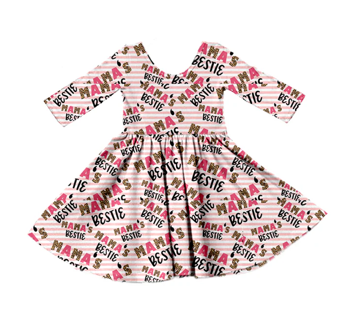 9.11 Baby Girls Mama's Bestie Knee Length Dresses preorder(moq 5)