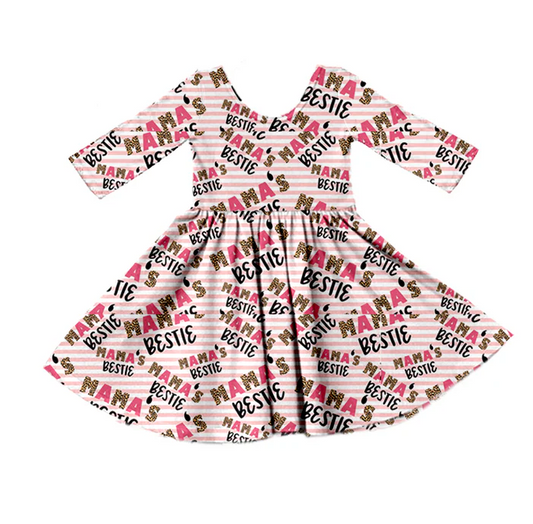 9.11 Baby Girls Mama's Bestie Knee Length Dresses preorder(moq 5)