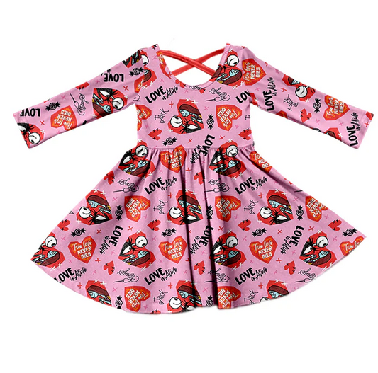 9.11 Baby Girls Long Sleeve Hearts Knee Length Dresses preorder(moq 5)
