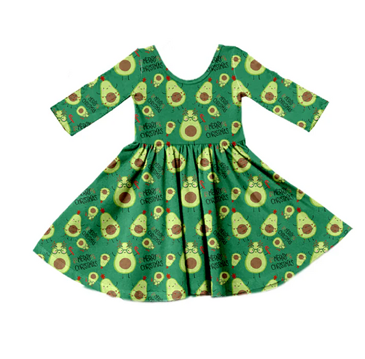 9.11 Baby Girls Green Avocado Twirl Knee Length Dresses preorder(moq 5)