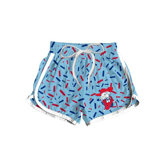 9.12 Preorder(moq 5) Baby Girls Blue Sprinkles Rebels Team Shorts Bottom