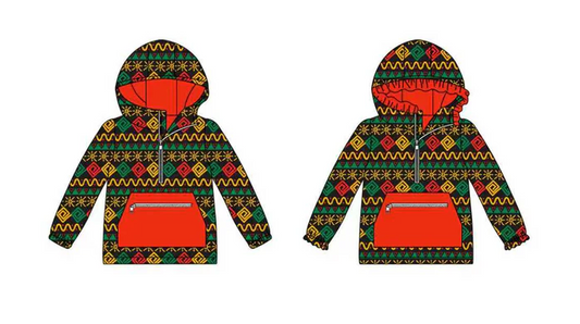 9.12 Preorder (moq 5)Baby Boys Girls Western Aztec Pockets Zipper Hoodies Top