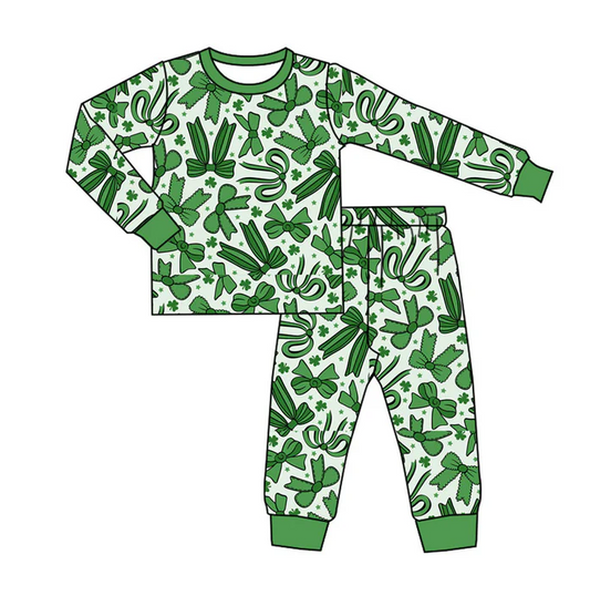 9.13 Preorder (moq 5)Baby Boys Bows Clovers Top Pants St Patrick Pajamas Sets