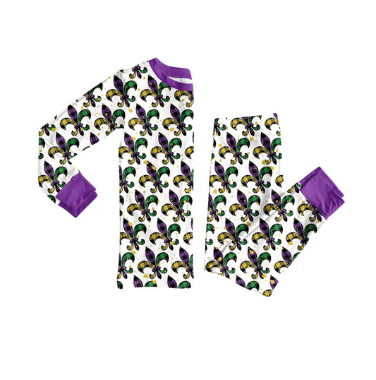 9.13 Preorder (moq 5)Baby Boys Anchors Checked Top Pants Mardigras Pajamas Sets