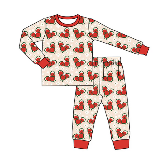 9.18 Preorder (moq 5)Baby Girls Flowers Bows Hearts Top Pants Valentine Pajamas Set