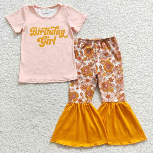 GSPO0680 Kids Girls Birthday Flower Clothing Set