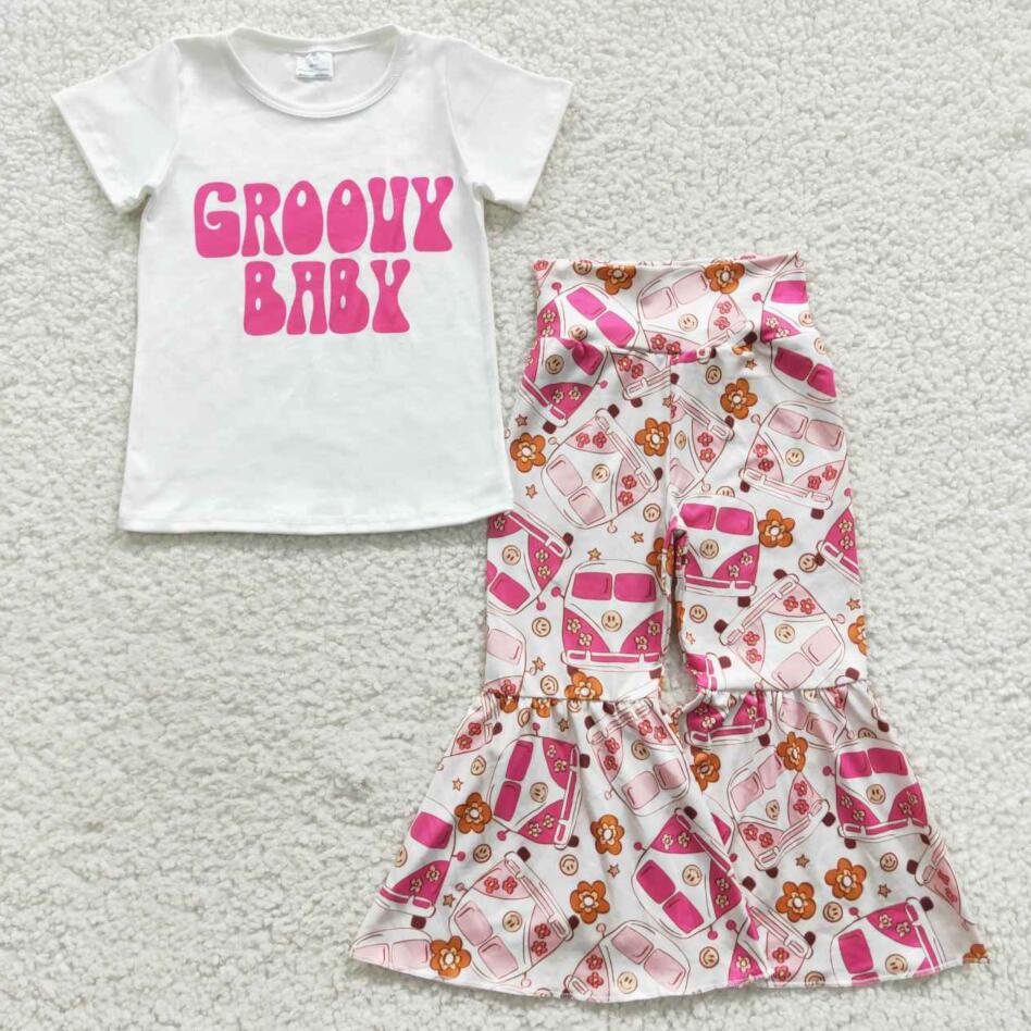 GSPO0718 Kids Pink Color Boutique Clothing Groouy Baby Outfit