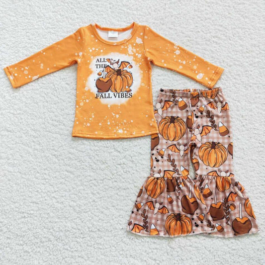 GLP0702 All The Fall Vibes Pumpkin Kids Girls Outfit Clothing