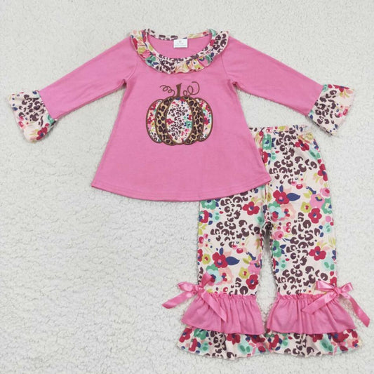 GLP0626 Baby Girls Pink Leopard Pumpkin Outfit