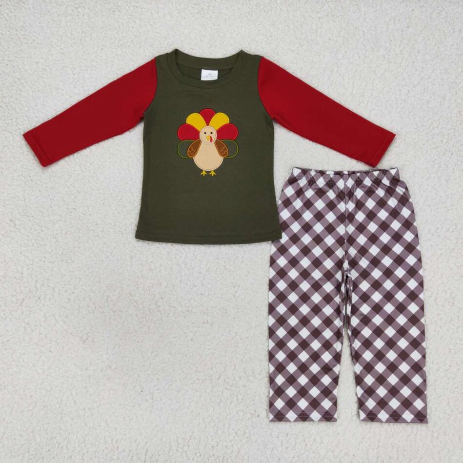 BLP0339 Kids Boys Thankgiving Day Turkey Outfit