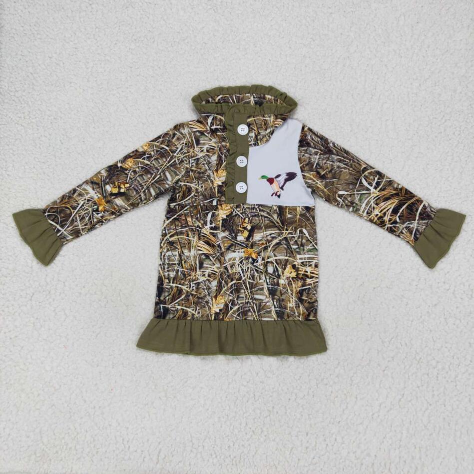 GT0312 Kids Girls Camo Mmallard Hunting Pullover Top