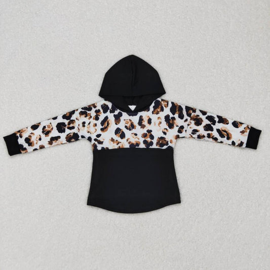 BT0368 Baby Girls Leopard Print Long Sleeve Hoodie Top T-shirt