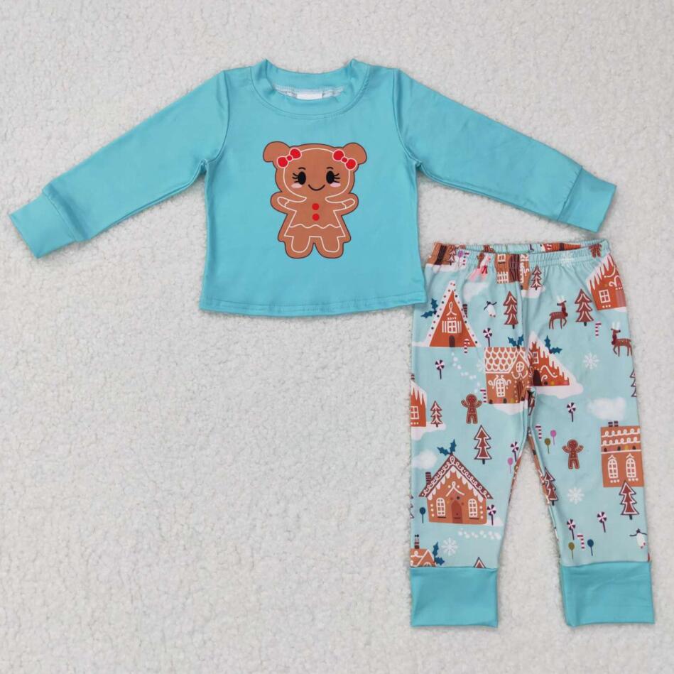 GLP0778 Baby Girls Blue Gingersna Pajama Set