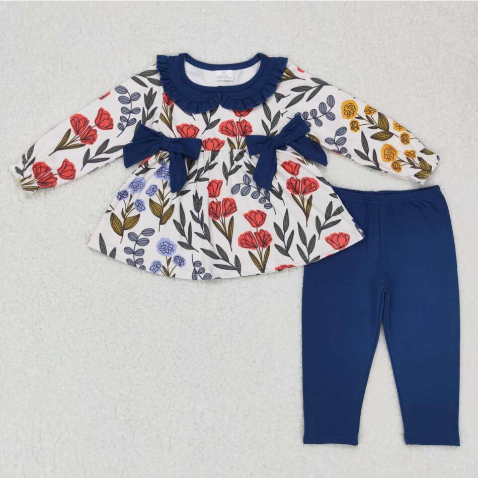 GLP0798 Kids Girls Navy Floral Legging Pants Boutique Outfit