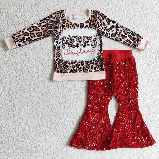 baby Girls Merry Christmas Sequin pants sets