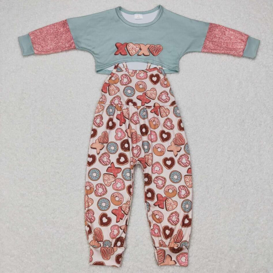 GLP0899 Kids Girls XOXO Valentine's Day Top Jumpsuit Outfit