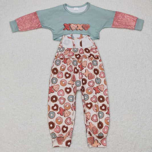 GLP0899 Kids Girls XOXO Valentine's Day Top Jumpsuit Outfit