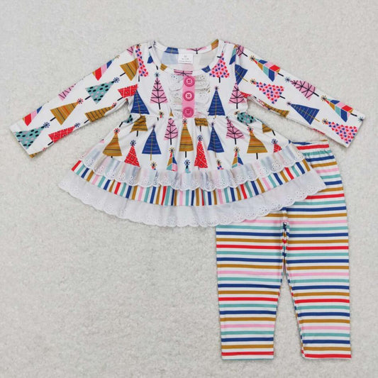 GLP0953 Kids Girls Color Tree Print Pants Outfit