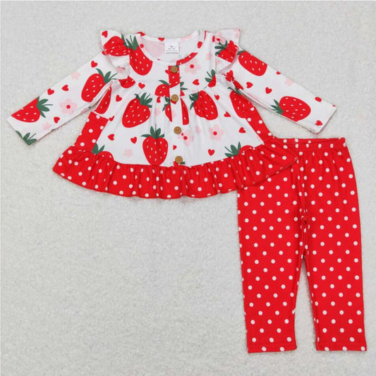 GLP0892 Baby Girls strawberry Long Sleeve Outfit