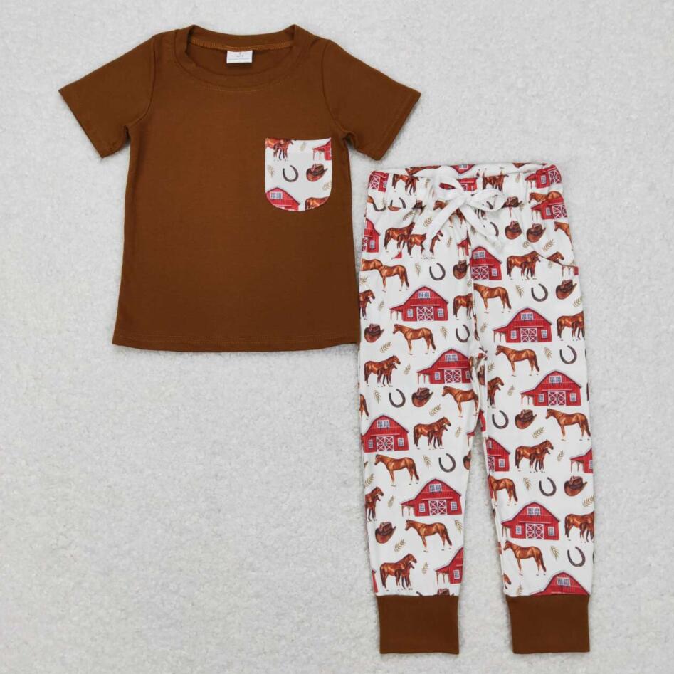 BSPO0207 Kids Boys Farm Horse Pants Set