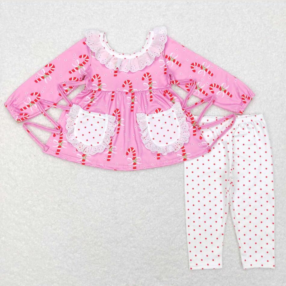 GLP0883 Kids Girls Candy Cane Pants Outfit