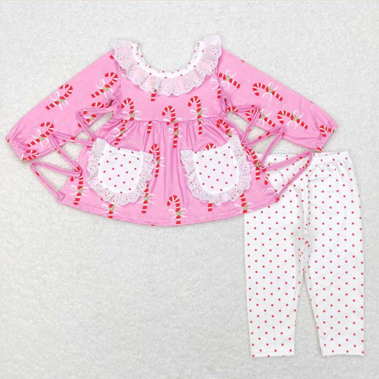 GLP0883 Kids Girls Candy Cane Pants Outfit