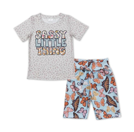 GSSO0457 Sassy Little Thing Top matching Butterfly Shorts Clothes Set