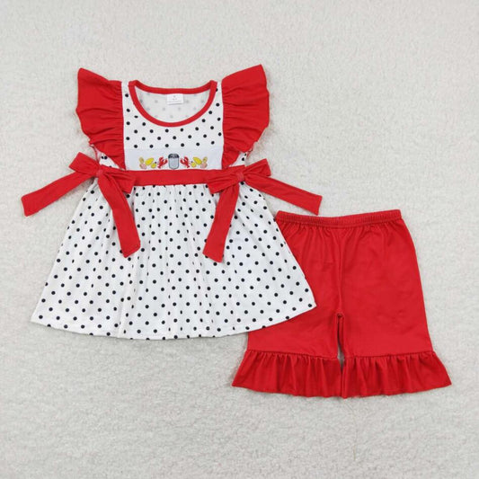 Baby Girls Embroidery Crayfish Corn Outfit