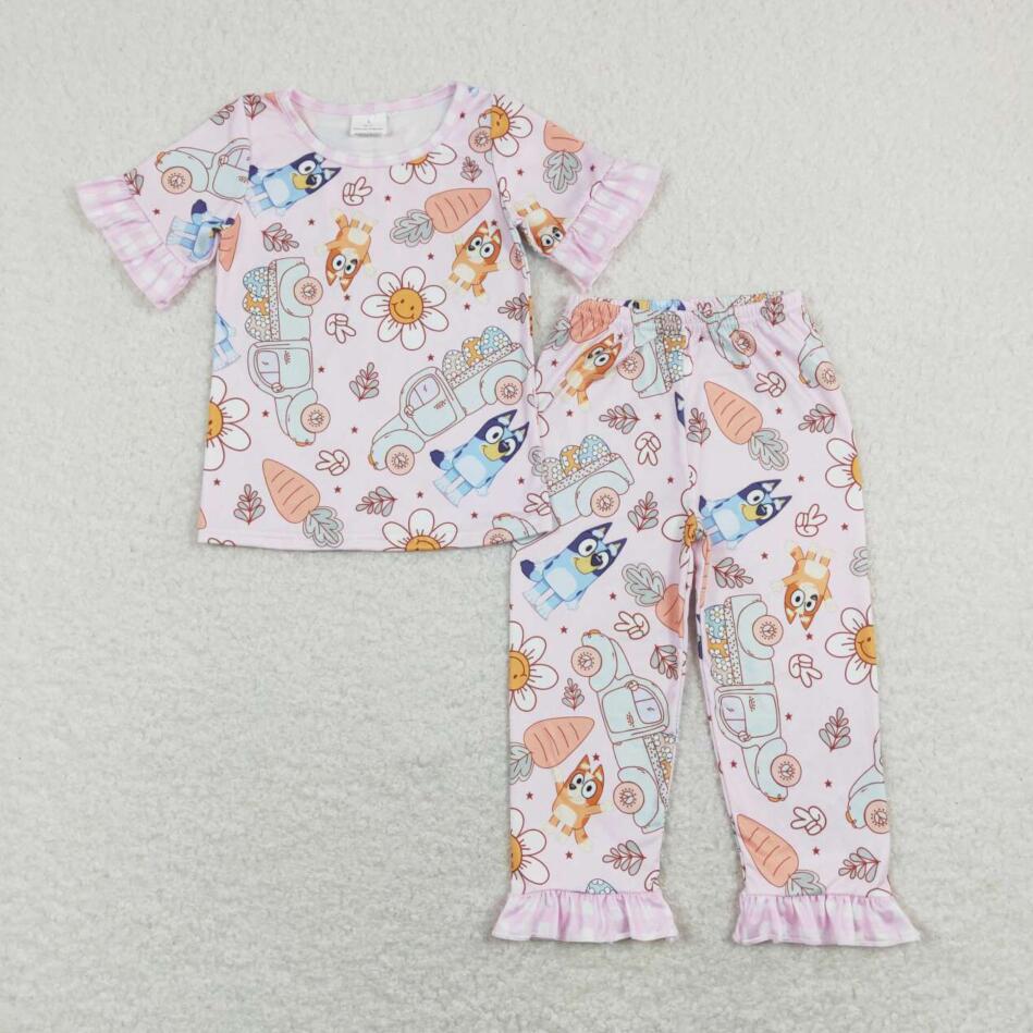 Baby Girls Easter Cartoon Dog Carrot Egg Pajama Set