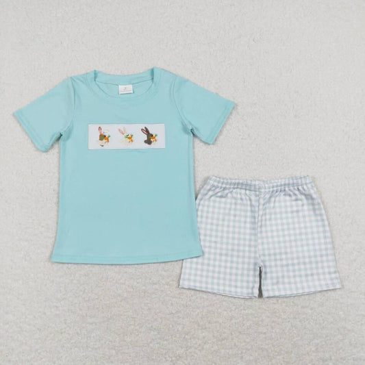 Baby Boys Easter Embroidery Rabbit Shorts Set
