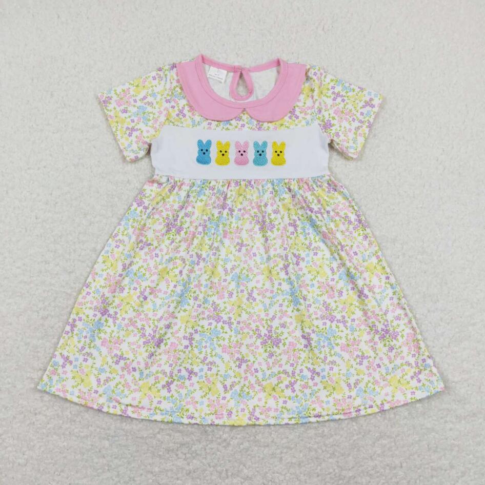 Baby Girls Easter Smocked Colorful Bunny Dress