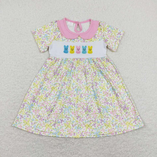 Baby Girls Easter Smocked Colorful Bunny Dress