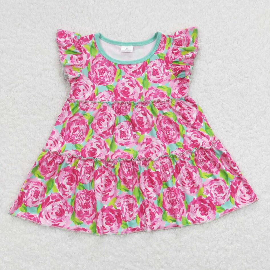 GT0475 Baby Girls Vintage Rose Tunic Pearl Top