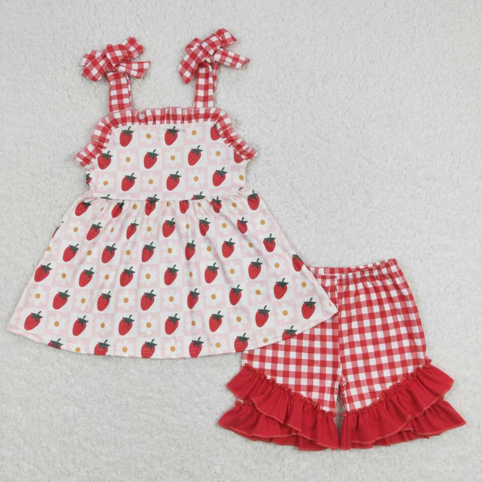 Baby Girls Strawberry Summer Shorts Set