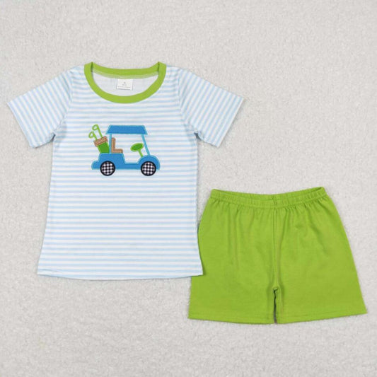 Baby Boys Farm Boy Embroidery Golf Top Matching Shorts Set