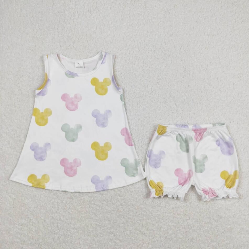 GSSO0774 Baby Girls Cartoon Colorful Shorts Set