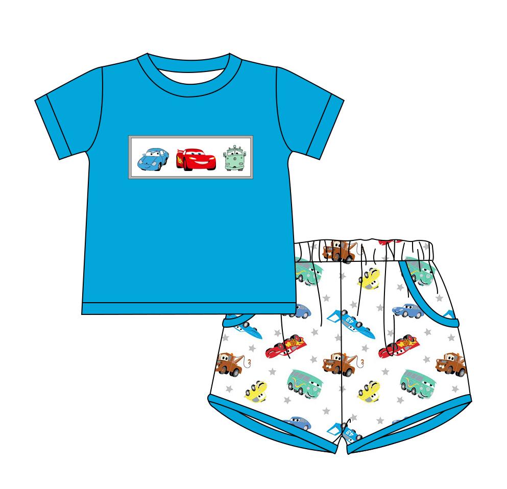 BSSO0883 Car Cute Summer Short Sleeve Outfit Kid Clothing Sets