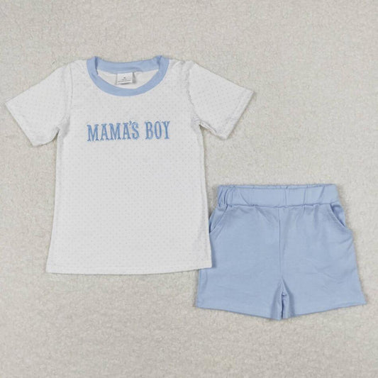 BSSO0668 Baby Boys Embroidery Cartoon Blue Dog Outfit