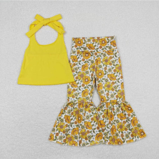 GSPO1430 Yellow Top Matching Flower Pants Outfit