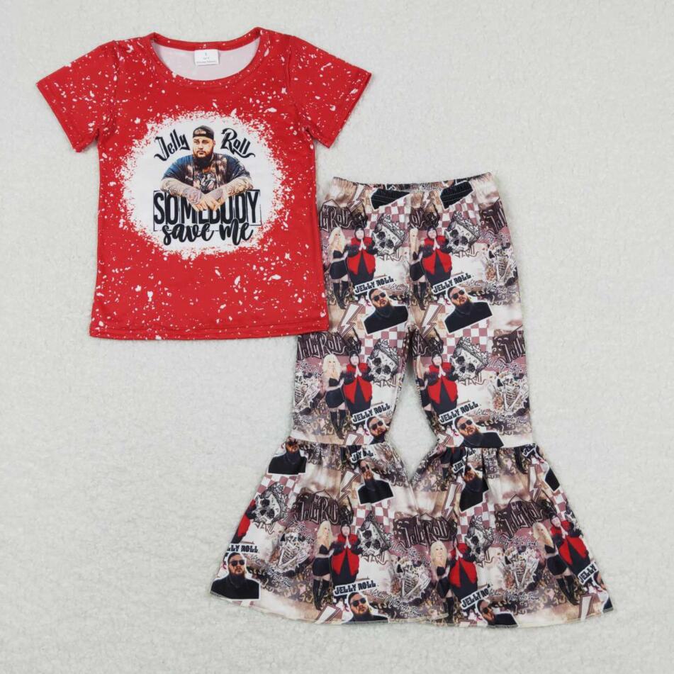 GSPO1489 Baby Girls Country Singer Bell Bottom Pants Outfit