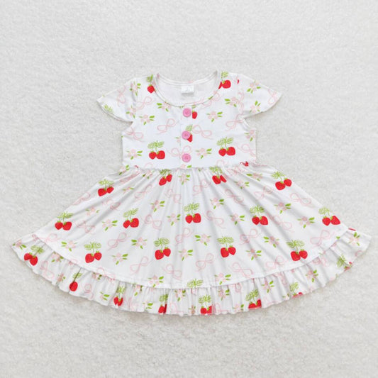 GSD0888 Kids Girls Summer Strawberry Short Sleeve Dress