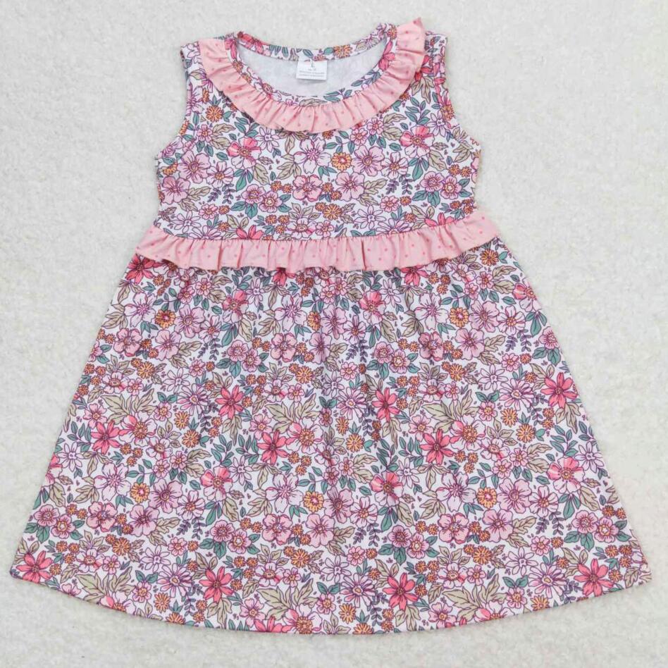 GSD0935 Baby Girls Pink Floral Sleeveless Dress