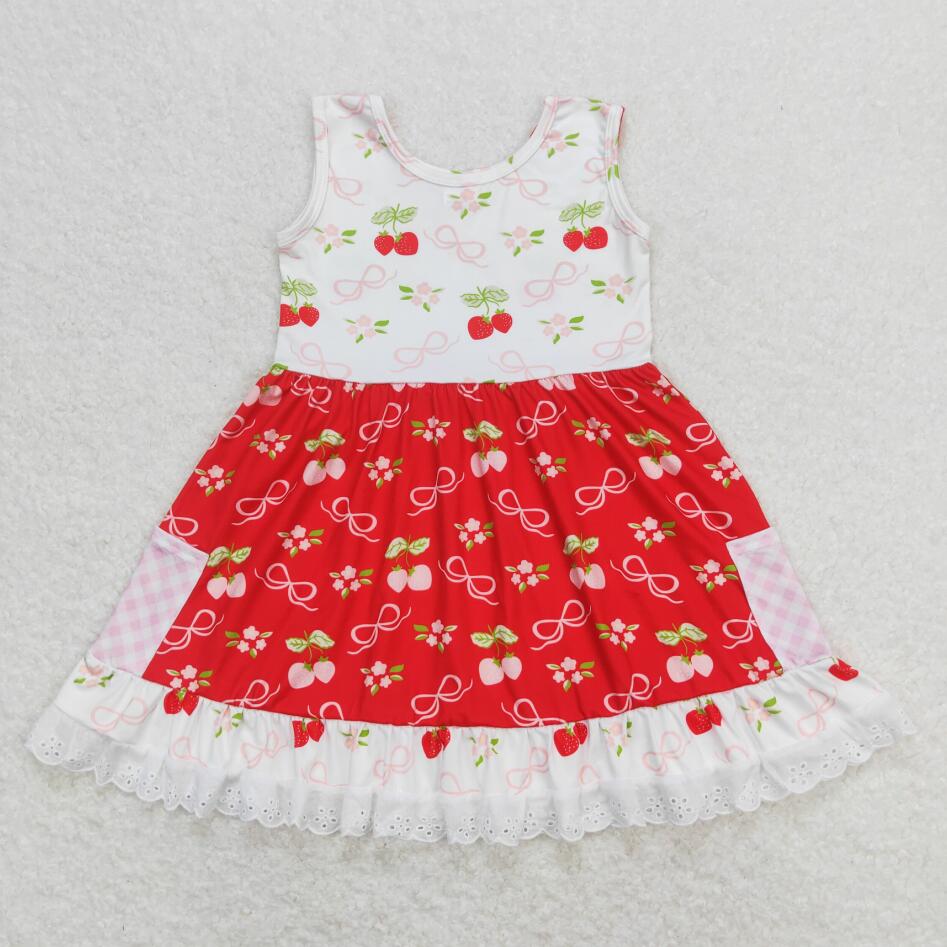 GSD0935 Baby Girls Pink Floral Sleeveless Dress