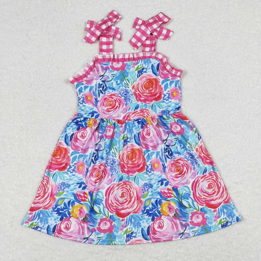 Baby Girls Summer Hot Pink Floral Sibling Outfit and Dress